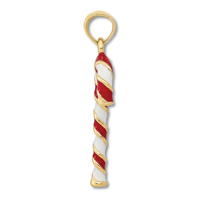 Main Image 2 of Candy Cane Charm 14K Yellow Gold/Enamel