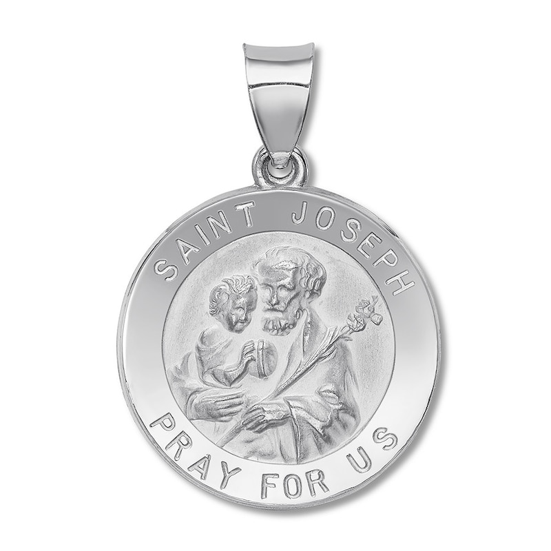 St. Joseph Medal Charm 14K White Gold