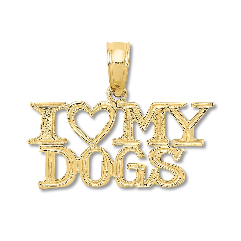 Main Image 1 of I Love My Dogs Charm 14K Yellow Gold