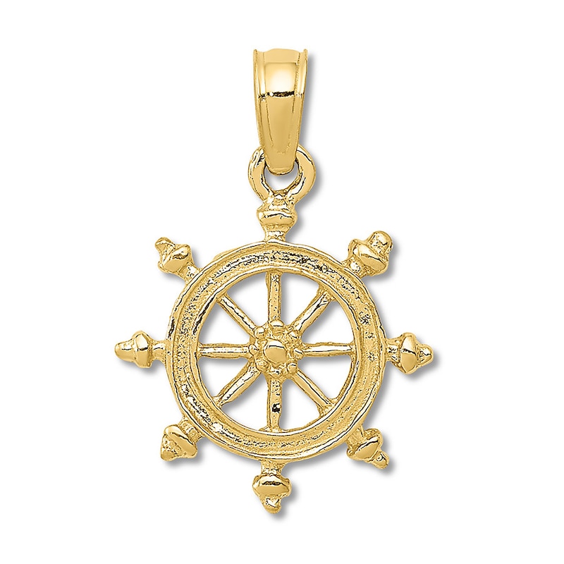 Main Image 1 of Ship's Wheel Charm 14K Yellow Gold