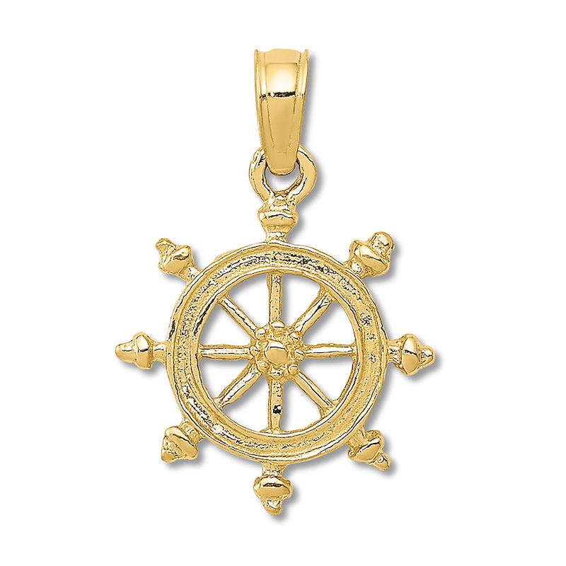 Ship's Wheel Charm 14K Yellow Gold