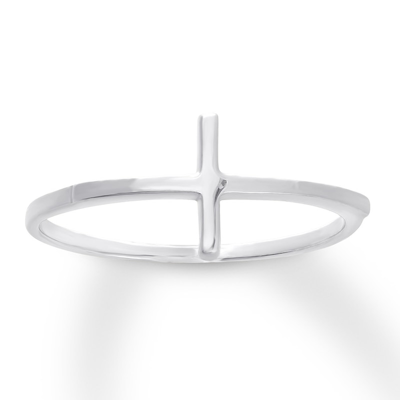 Main Image 1 of Cross Ring 14K White Gold
