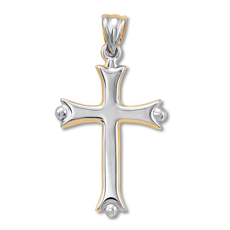 Reversible Cross Charm 14K Two-Tone Gold