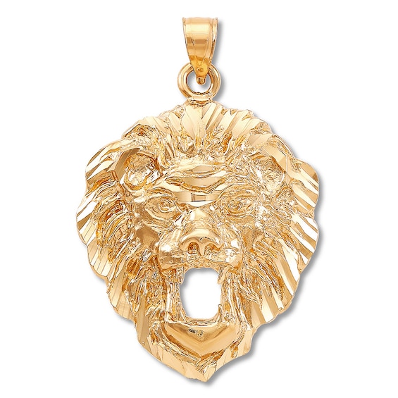 Men's Lion's Head Charm 14K Yellow Gold