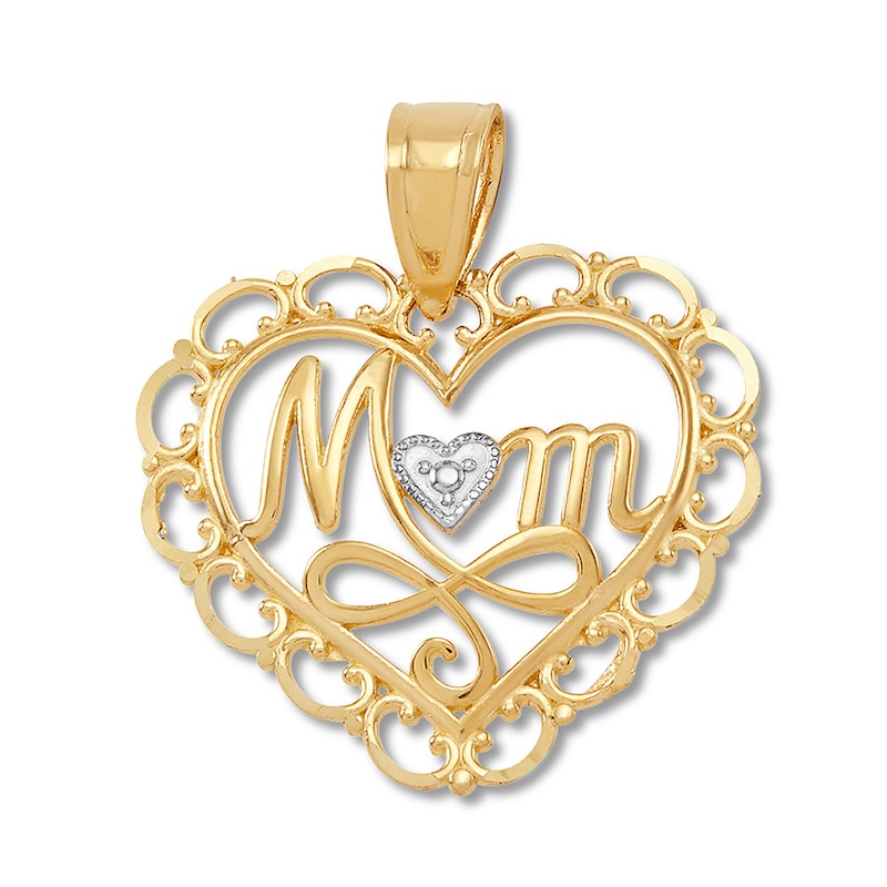 Main Image 1 of &quot;Mom&quot; Heart Charm 10K Yellow Gold