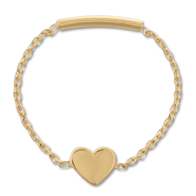 Main Image 1 of Heart Chain Ring 14K Yellow Gold