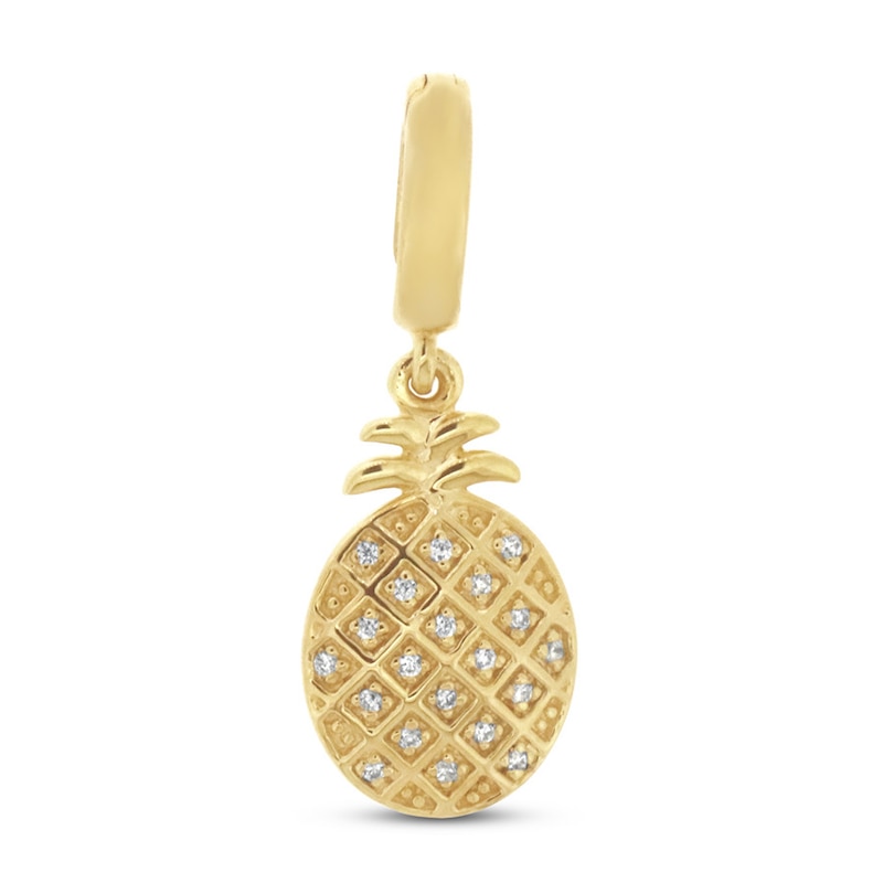 Main Image 1 of True Definition Pineapple Charm 1/15 ct tw Diamonds 10K Yellow Gold