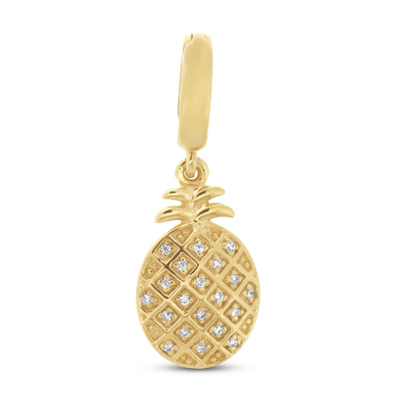 True Definition Pineapple Charm 1/15 ct tw Diamonds 10K Yellow Gold