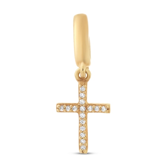 True Definition Cross Charm 1/20 ct tw Diamonds 10K Yellow Gold