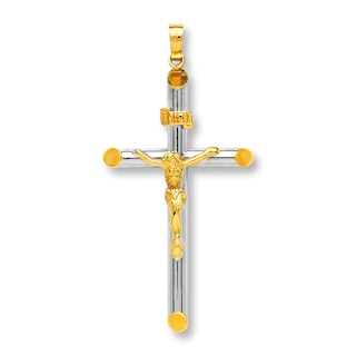 Crucifix Charm 14K Yellow Gold | Kay Million Charms 14k Satin Religious Crucifix Necklace Charm Pendant display picture 1