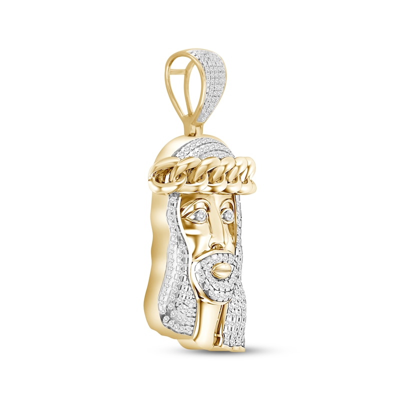 Men’s Diamond Jesus Pendant 1/2 ct tw 10K Yellow Gold