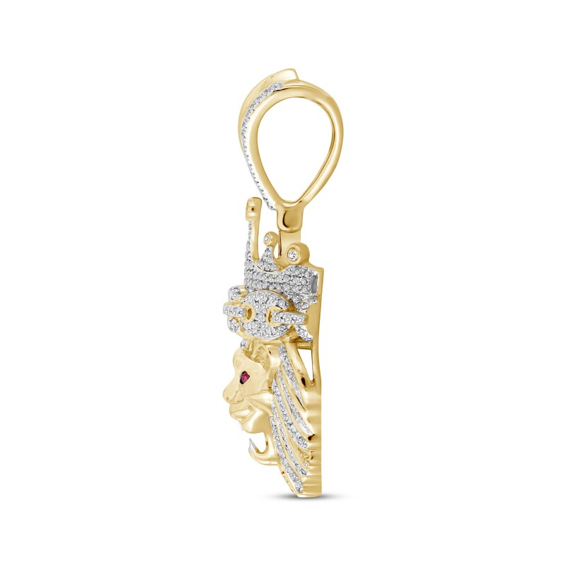 Men's Diamond Lion Head Pendant 3/4 ct tw 10K Yellow Gold