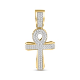 Men's Diamond Cross Pendant 1 ct tw 10K Yellow Gold