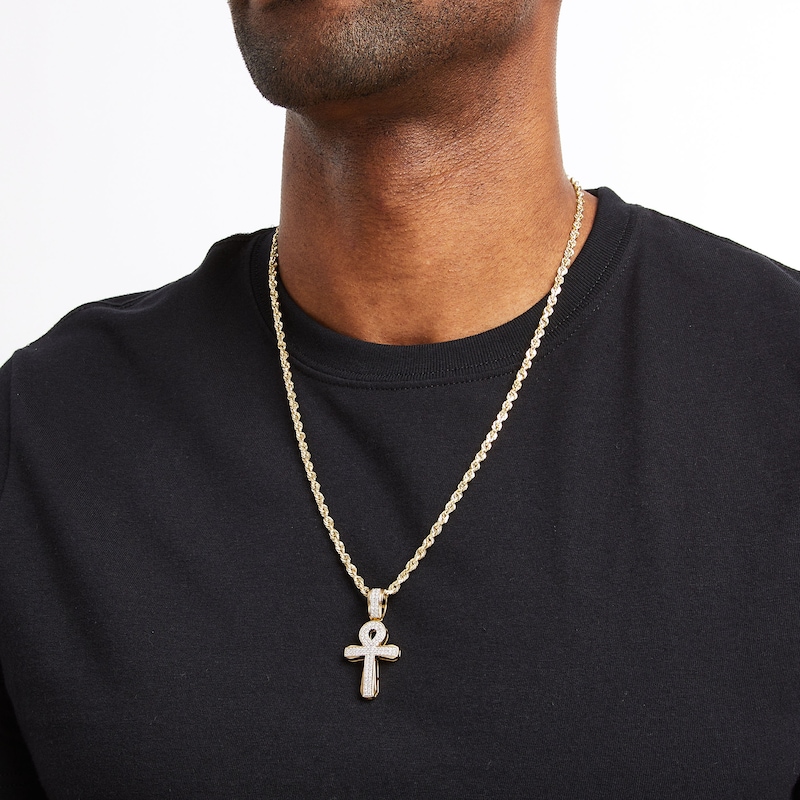 Men's Diamond Cross Pendant 1 ct tw 10K Yellow Gold