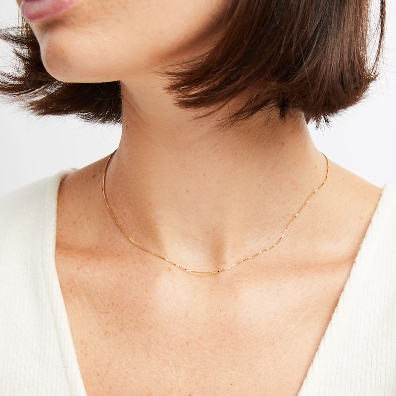 Main Image 4 of Box Chain Solid 14K Yellow Gold 16&quot;