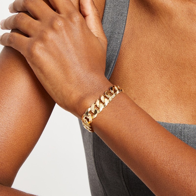 Main Image 2 of Curb Link Bracelet Solid 14K Yellow Gold 8.75&quot;