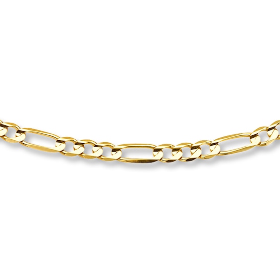 Figaro Necklace Solid 14K Yellow Gold 24"