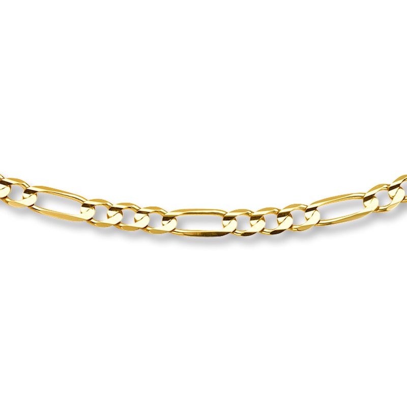Solid Figaro Necklace 14K Yellow Gold 24"