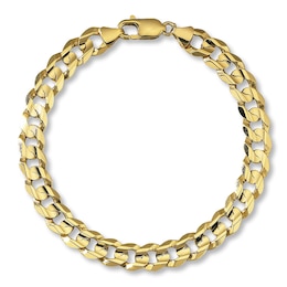 Curb Link Bracelet Solid 10K Yellow Gold 9"