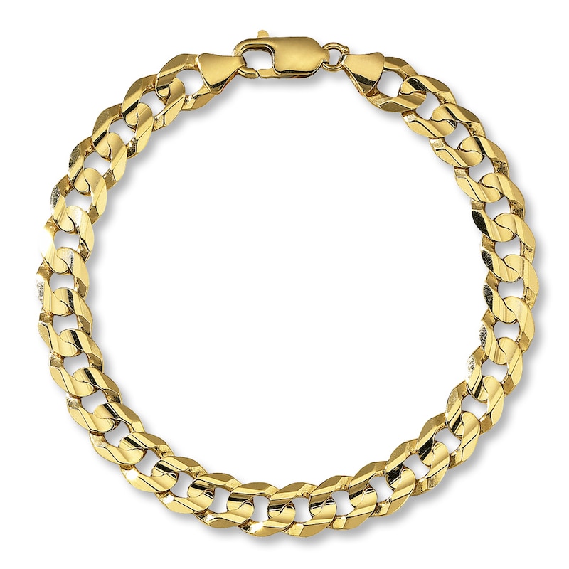 Main Image 1 of Curb Link Bracelet Solid 10K Yellow Gold 9&quot;