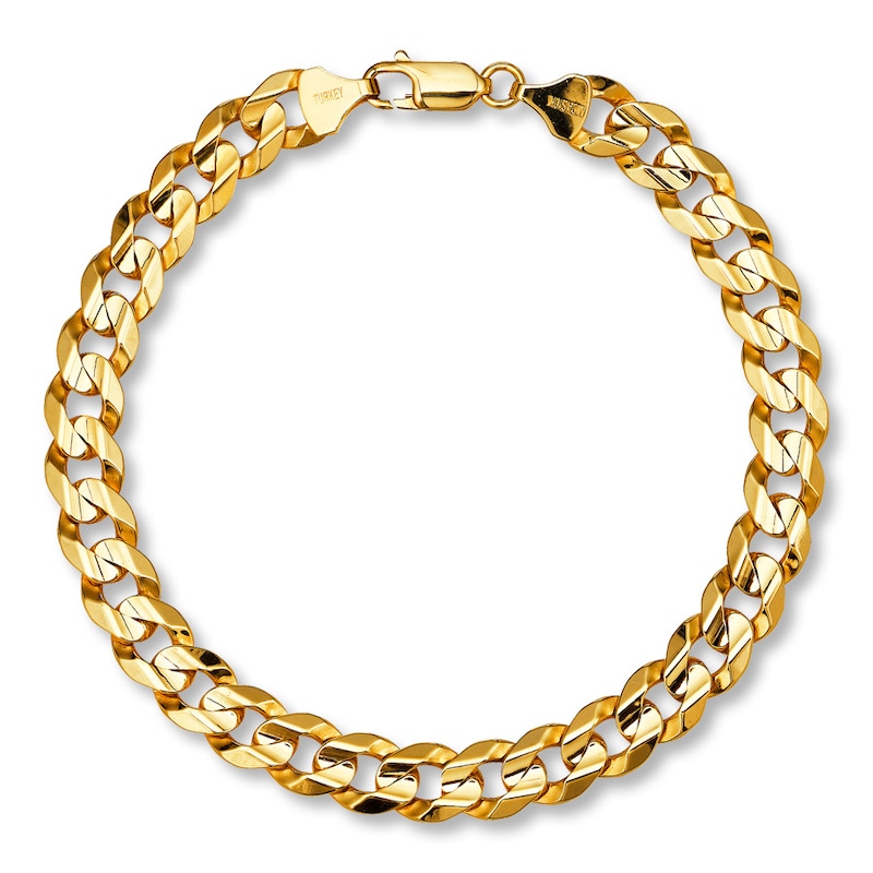 Main Image 2 of Curb Link Bracelet Solid 10K Yellow Gold 9&quot;