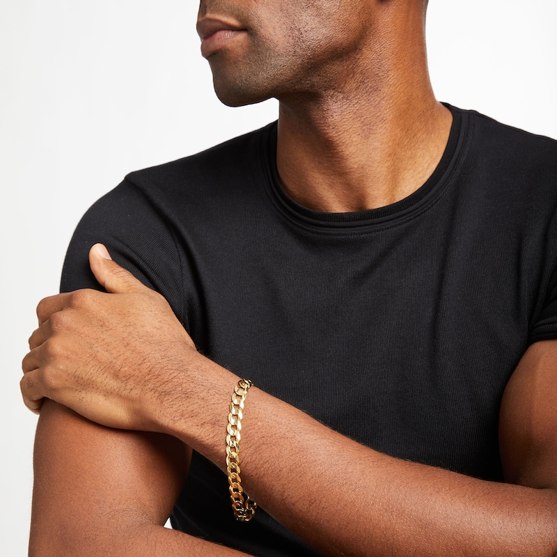 Main Image 3 of Curb Link Bracelet Solid 10K Yellow Gold 9&quot;