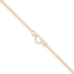 Heart Anklet 14K Yellow Gold 10"