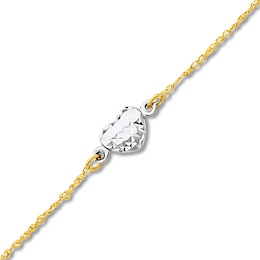 Heart Anklet Hollow 14K Two-Tone Gold 10"
