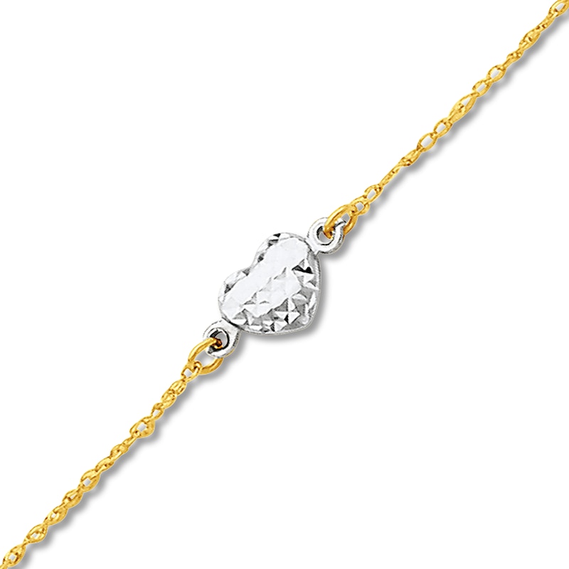 Heart Anklet 14K Two-Tone Gold 10"