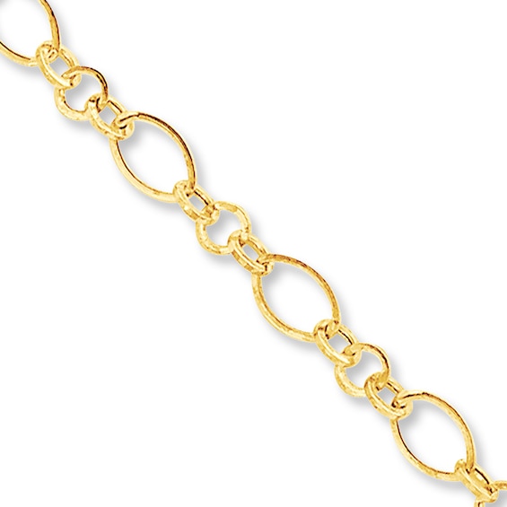 Open Link Anklet Hollow 14K Yellow Gold 10"