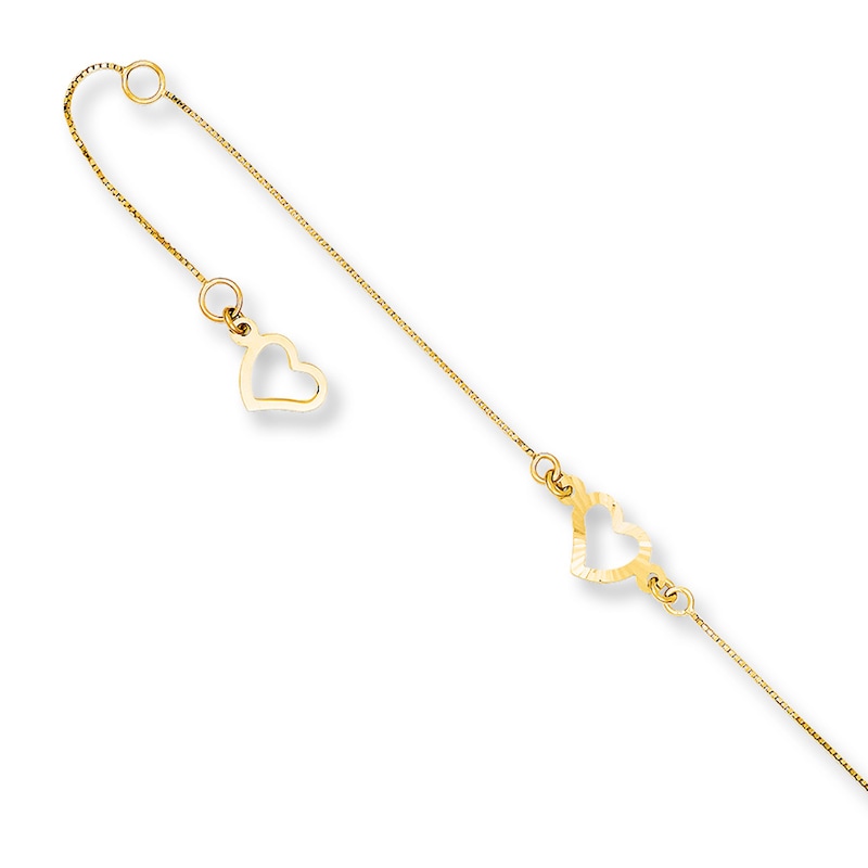 Bonyak Jewelry 14k Adjustable Heart Anklet in 14k Yellow Gold 
