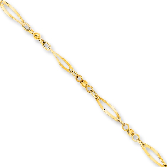 Chain Anklet Semi-Solid 14K Yellow Gold 9"