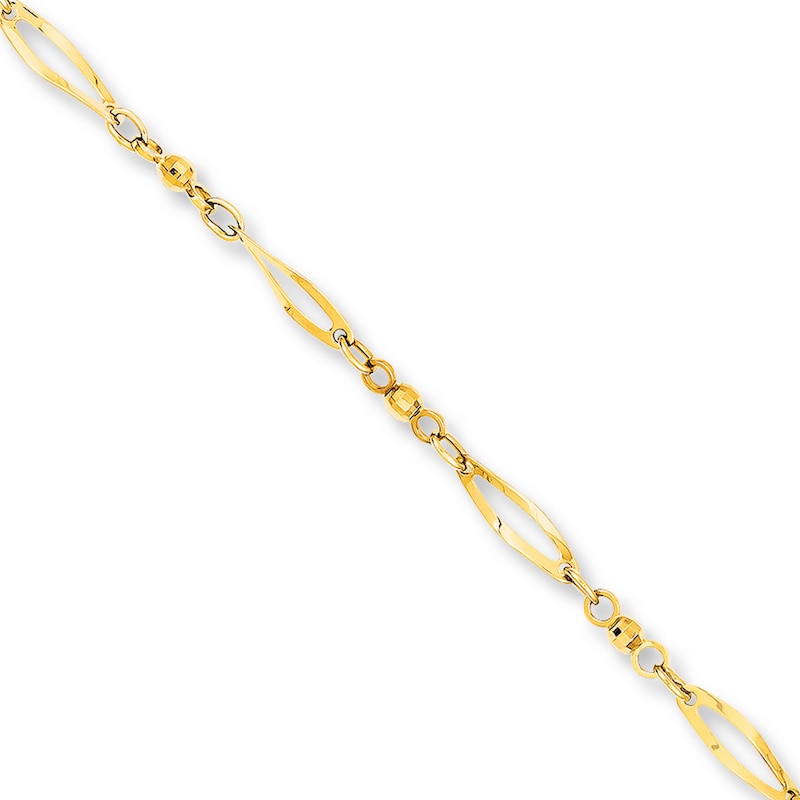 Main Image 1 of Chain Anklet Semi-Solid 14K Yellow Gold 9&quot;