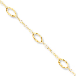 Oval Anklet Solid 14K Yellow Gold 10"