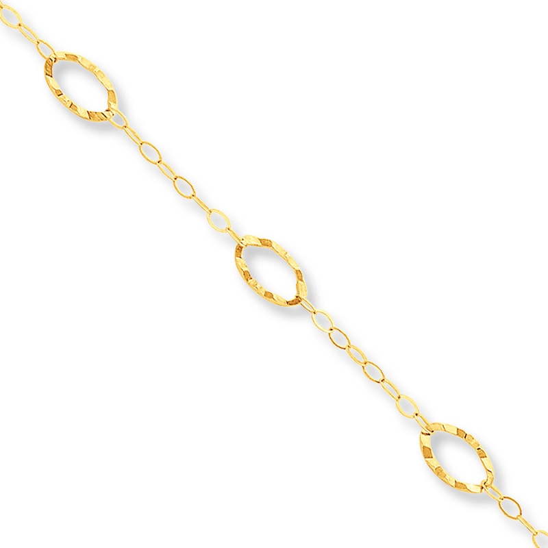 Oval Anklet 14K Yellow Gold 10"