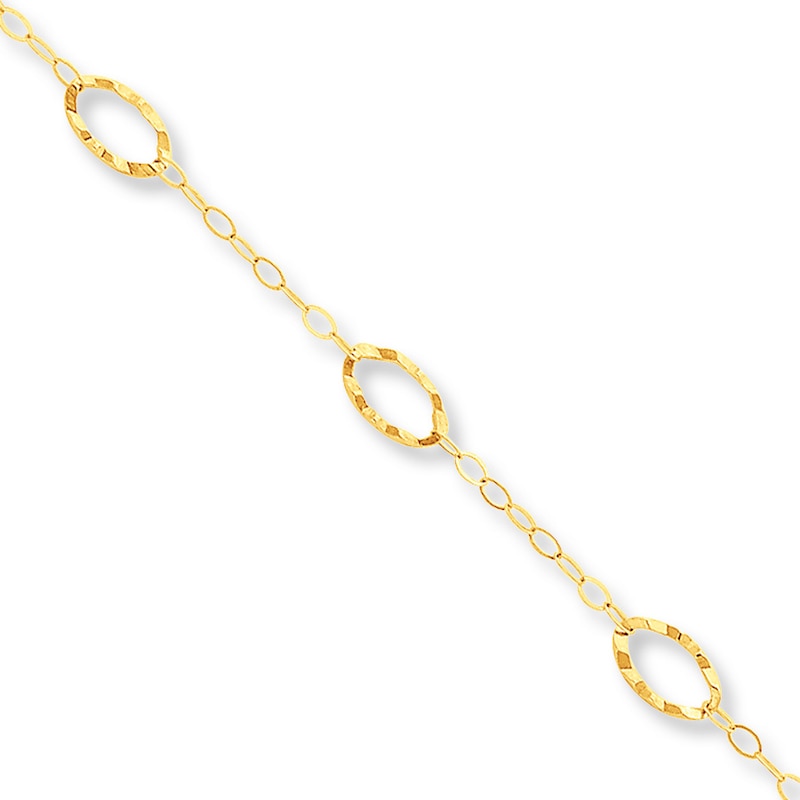 Main Image 1 of Oval Anklet Solid 14K Yellow Gold 10&quot;