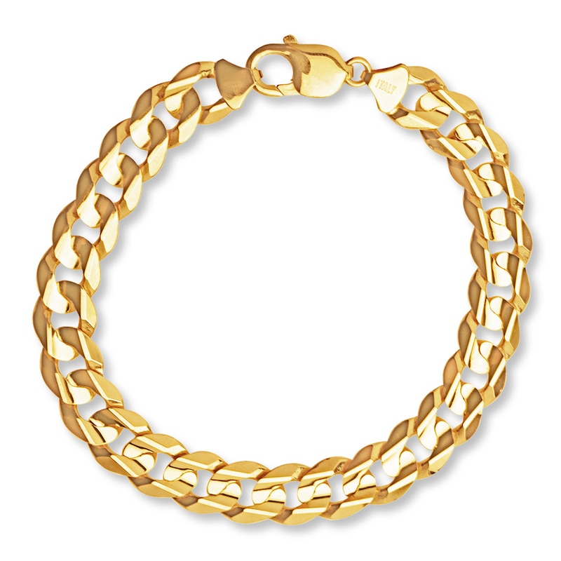 Main Image 2 of Curb Link Bracelet Solid 10K Yellow Gold 9&quot;