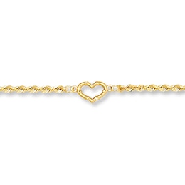 Heart Anklet Hollow 14K Yellow Gold 10"