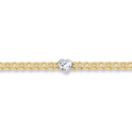 Heart Anklet Hollow 10K Two-Tone Gold 9.5"