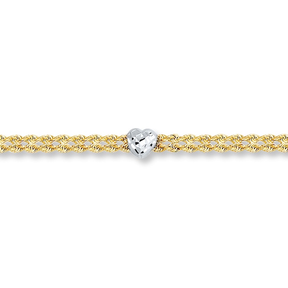 Heart Anklet Hollow 10K Two-Tone Gold 9.5"