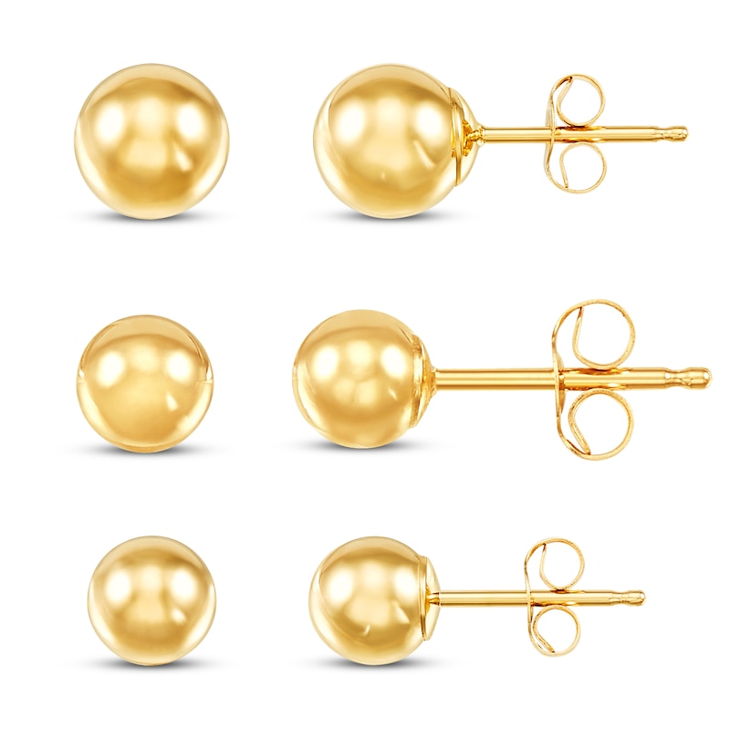 Main Image 1 of Ball Stud Earrings Set 14K Yellow Gold