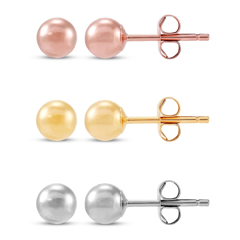 Main Image 1 of Ball Stud Earrings Set 14K Gold 4mm