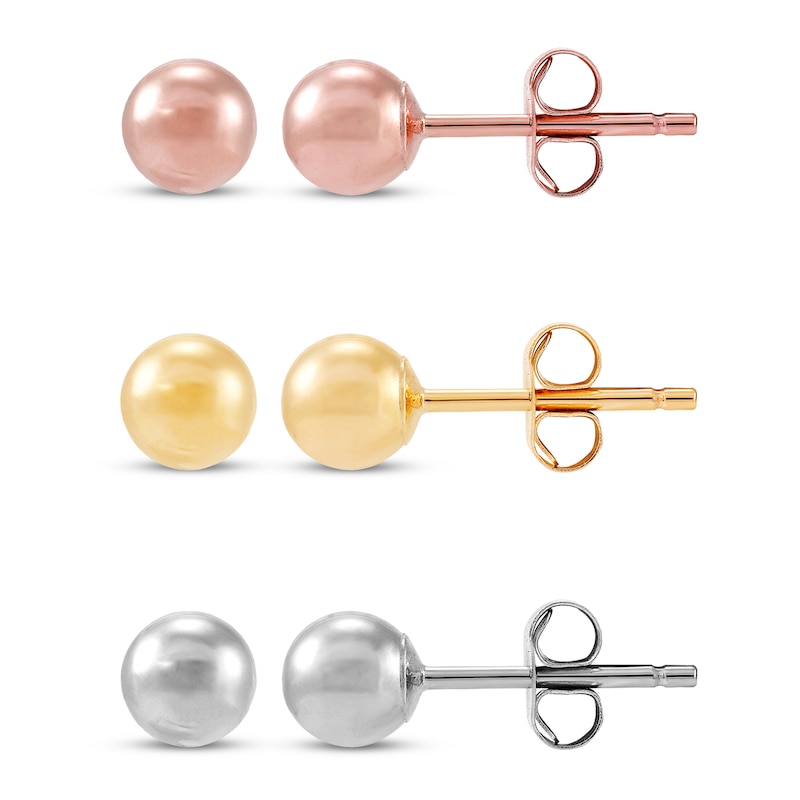 Ball Stud Earrings 4mm 14K Yellow Gold