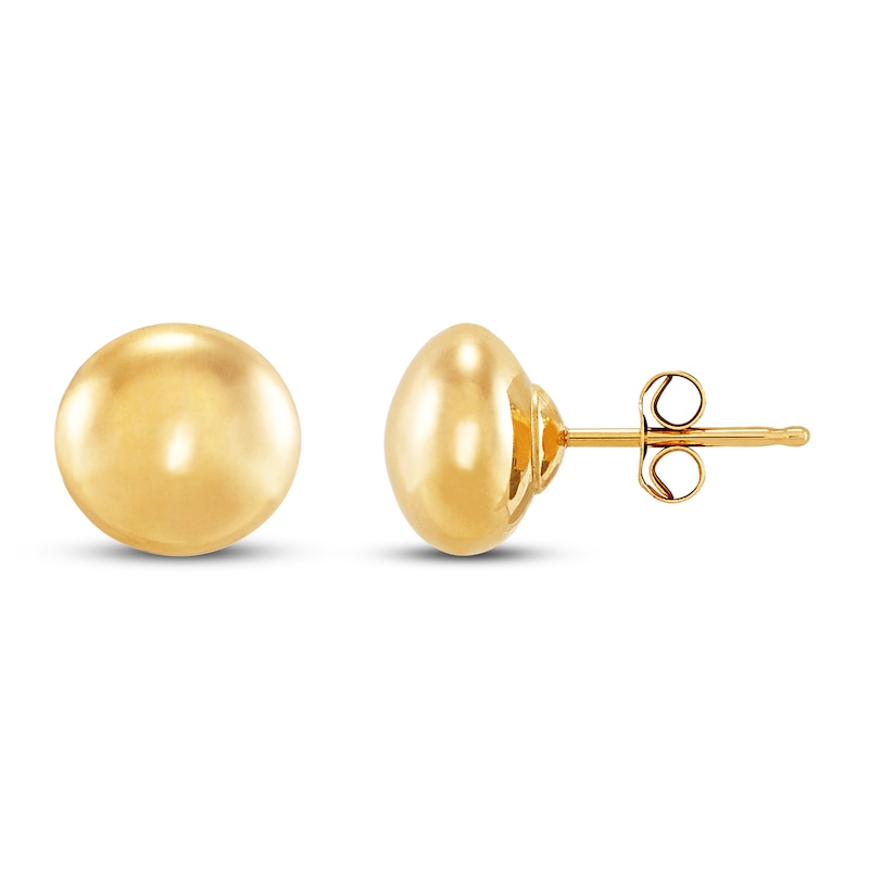 14K 8mm Flat Round Stud Earrings 14K Yellow Gold