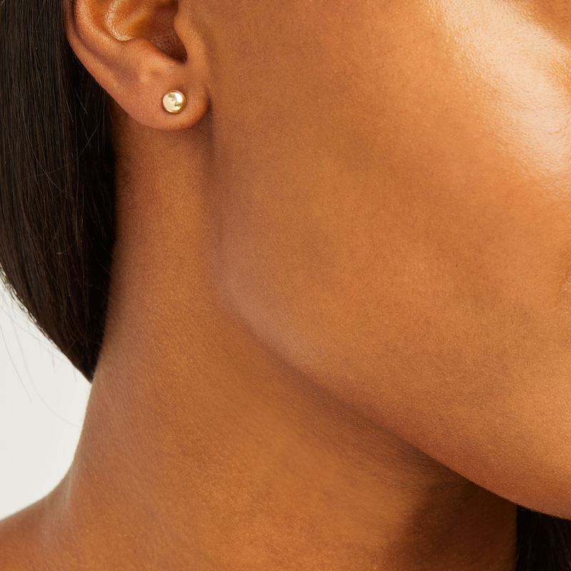 Main Image 4 of Flat Ball Stud Earrings 14K Yellow Gold 5.75mm
