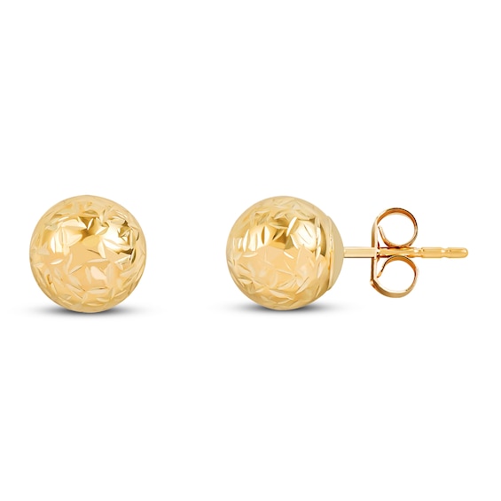 14k Gold Textured Ball Earrings with Post with Friction Back 14k Gold Textured Ball Earrings with Post with Friction Back