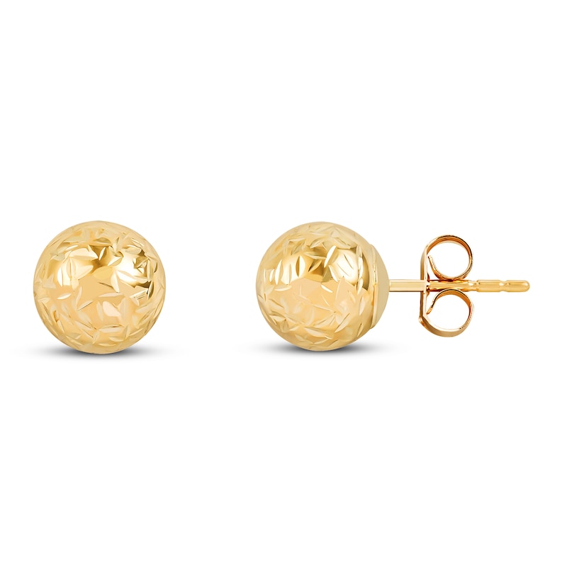 Dome Stud Earrings 14K Yellow Gold 8mm