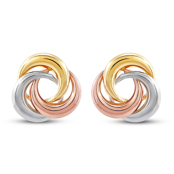 Stud Earrings 14K Tri-Tone Gold