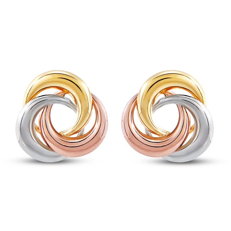 Stud Earrings 14K Tri-Tone Gold