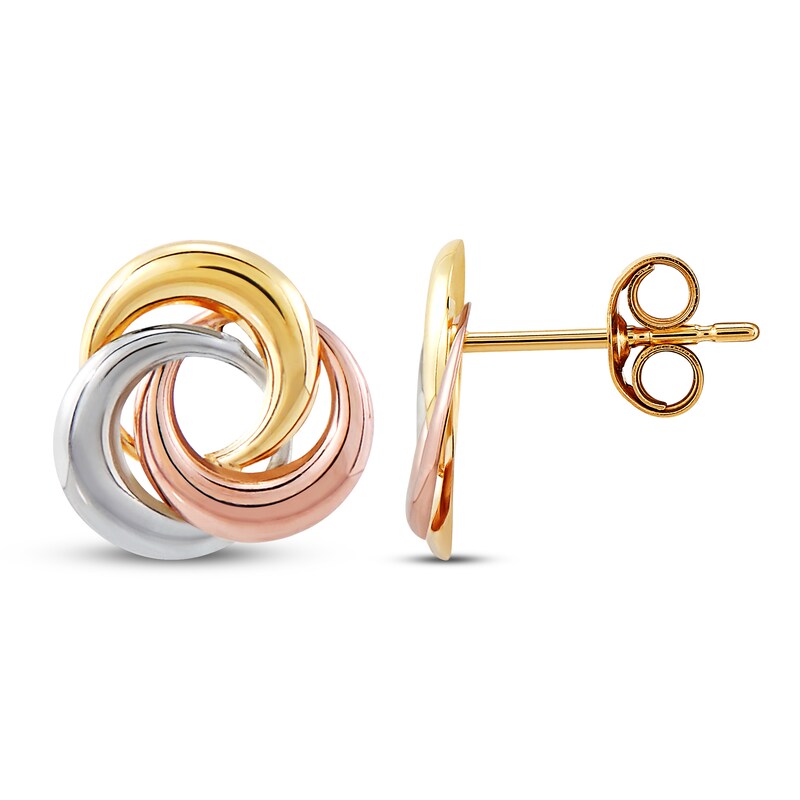 Stud Earrings 14K Tri-Tone Gold